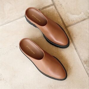 Jenni Kayne Cognac Leather Mule Clogs with Black Sole